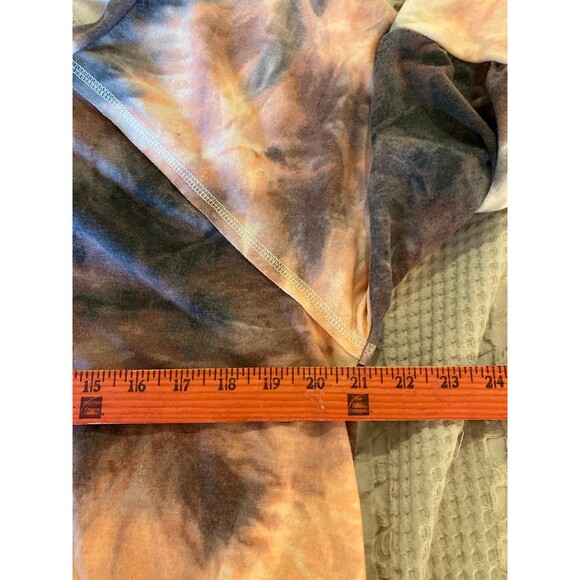 Live Well Lounge Top Size Medium Tie Dye Gray Orange Raglan 3/4 Sleeve + Stretch - Picture 9 of 10
